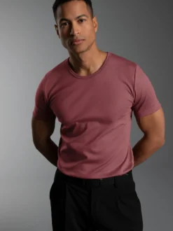 T-Shirt aus Baumwolle/Elastan Mahagoni