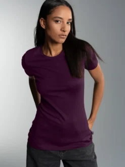 T-Shirt aus Baumwolle/Elastan Aubergine