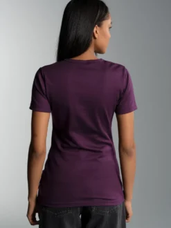 T-Shirt aus Baumwolle/Elastan Aubergine