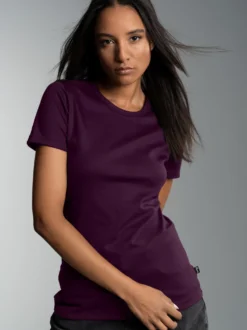 T-Shirt aus Baumwolle/Elastan Aubergine
