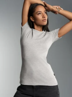 T-Shirt aus Baumwolle/Elastan Grau-melange