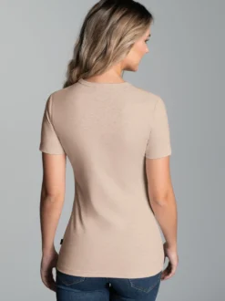 T-Shirt aus Baumwolle/Elastan Sand-melange