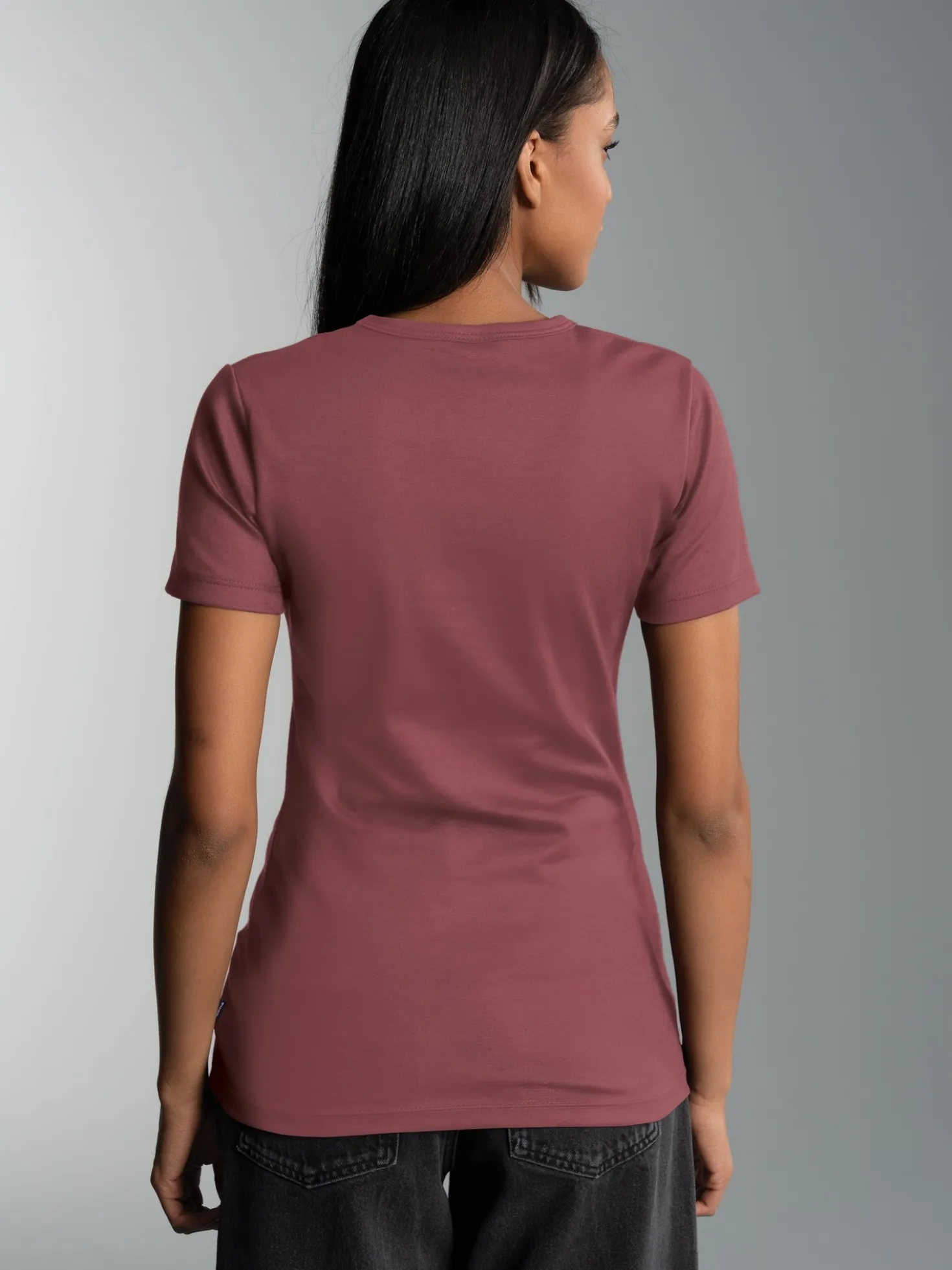 T-Shirt aus Baumwolle/Elastan Mahagoni
