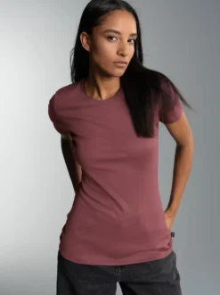 T-Shirt aus Baumwolle/Elastan Mahagoni