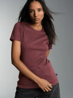 T-Shirt aus Baumwolle/Elastan Mahagoni