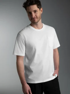 T-Shirt aus Biobaumwolle mit Brusttasche Weiss