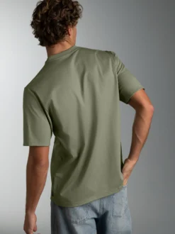 T-Shirt aus Biobaumwolle mit Brusttasche Salbei