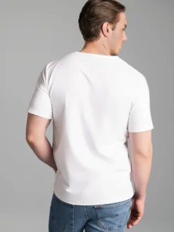 T-Shirt aus Biobaumwolle mit V-Ausschnitt Weiss