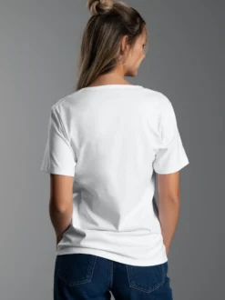 T-Shirt aus Biobaumwolle mit V-Ausschnitt Weiss