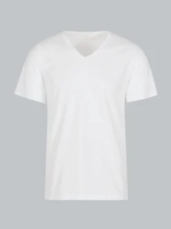 T-Shirt aus Biobaumwolle mit V-Ausschnitt Weiss