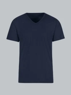 T-Shirt aus Biobaumwolle mit V-Ausschnitt Navy