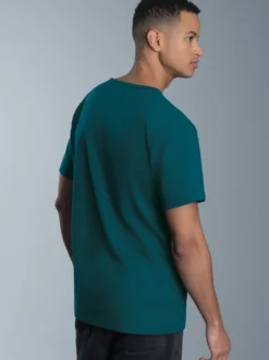 T-Shirt aus Biobaumwolle mit V-Ausschnitt Saphir