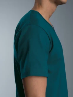 T-Shirt aus Biobaumwolle mit V-Ausschnitt Saphir