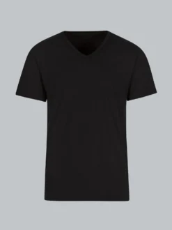 T-Shirt aus Biobaumwolle mit V-Ausschnitt Schwarz