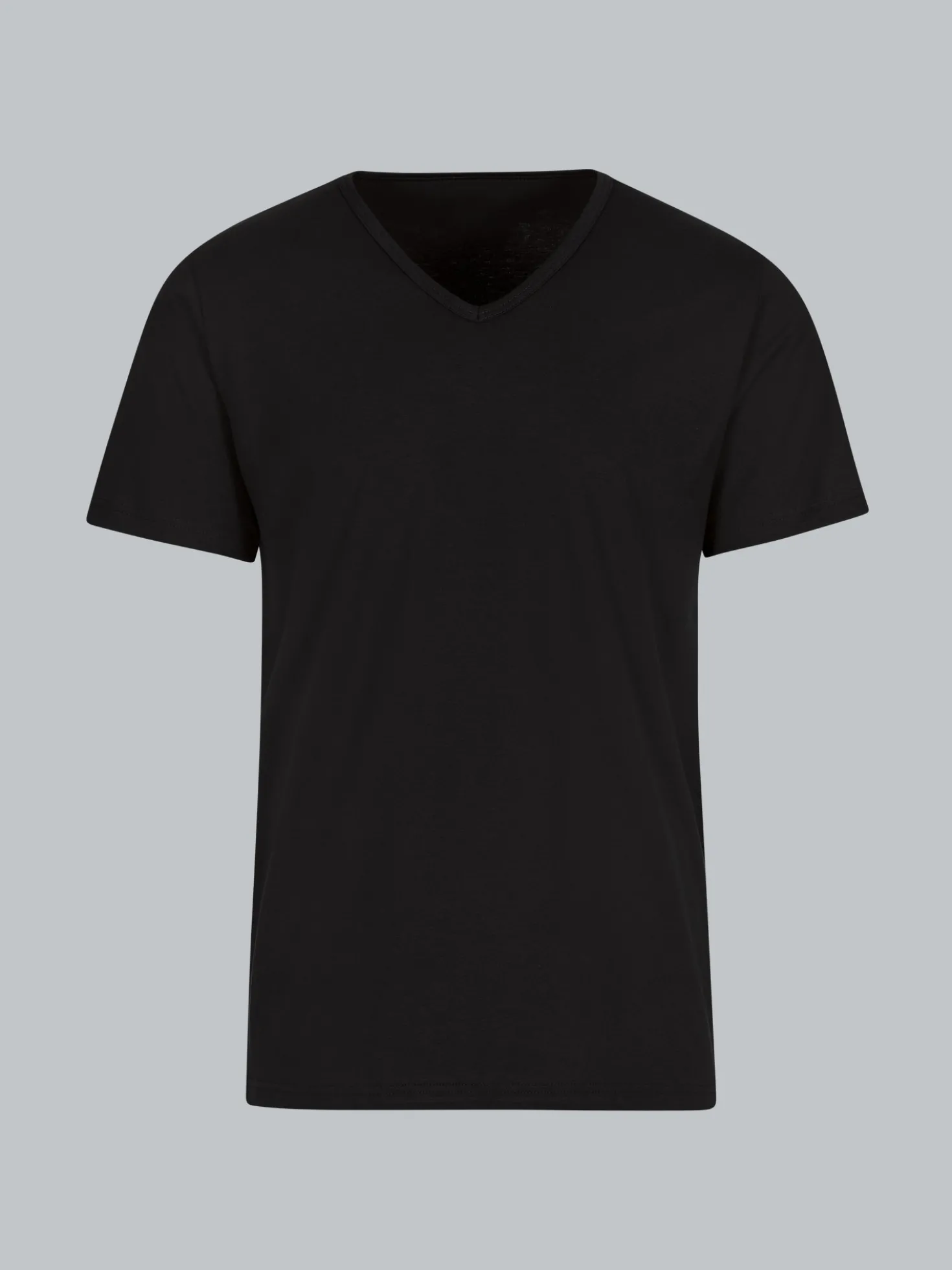T-Shirt aus Biobaumwolle mit V-Ausschnitt Schwarz