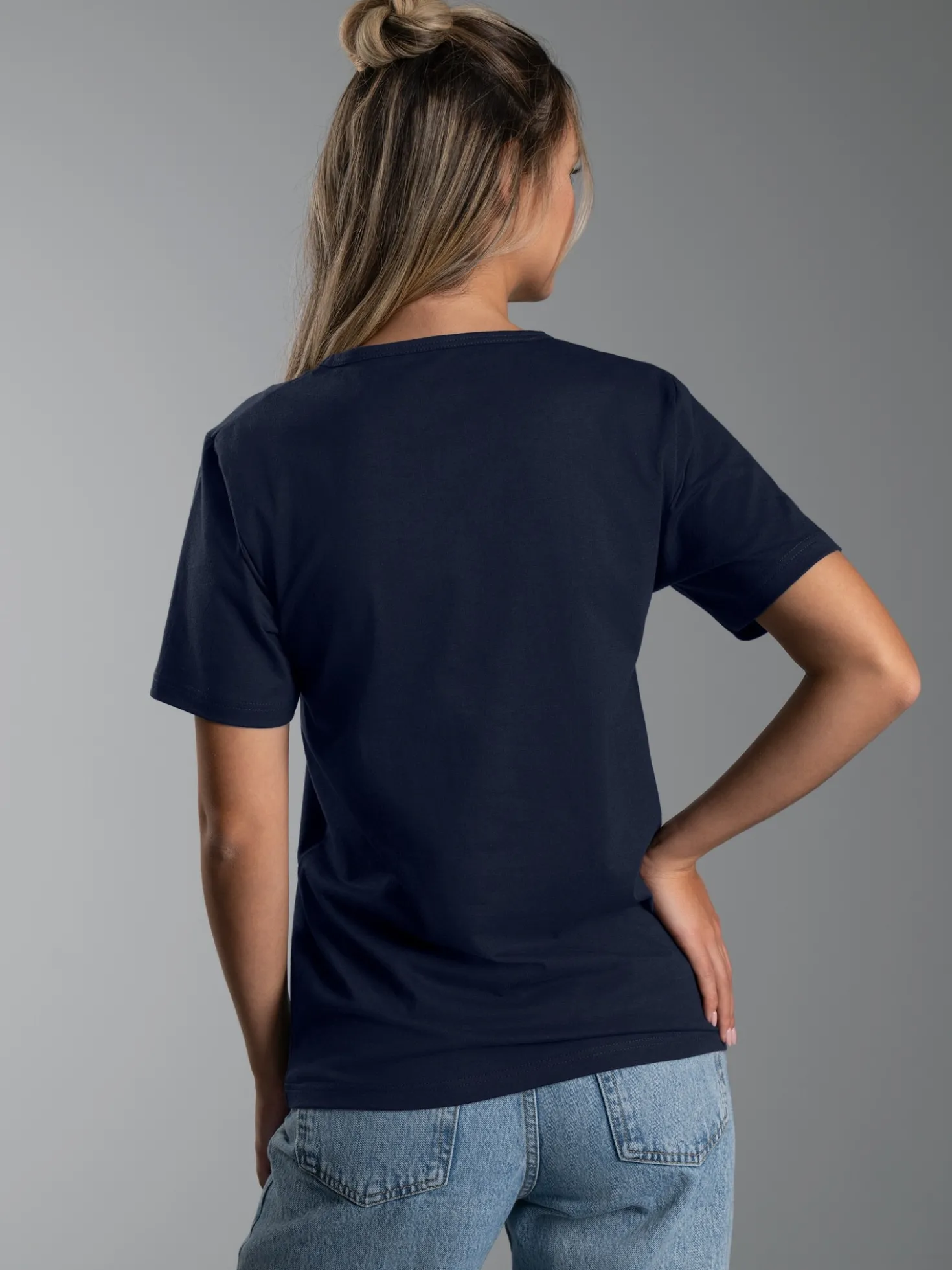 T-Shirt aus Biobaumwolle mit V-Ausschnitt Navy