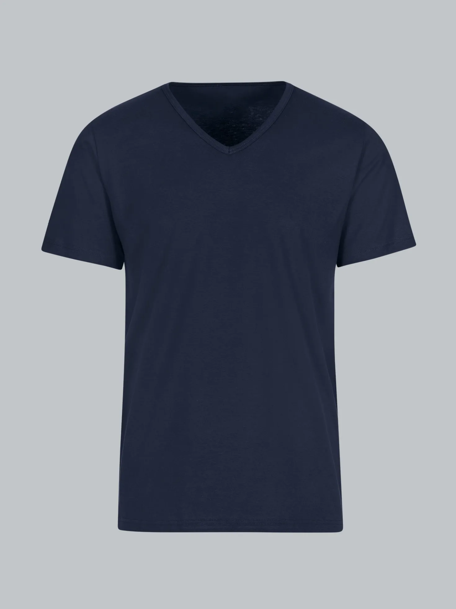 T-Shirt aus Biobaumwolle mit V-Ausschnitt Navy
