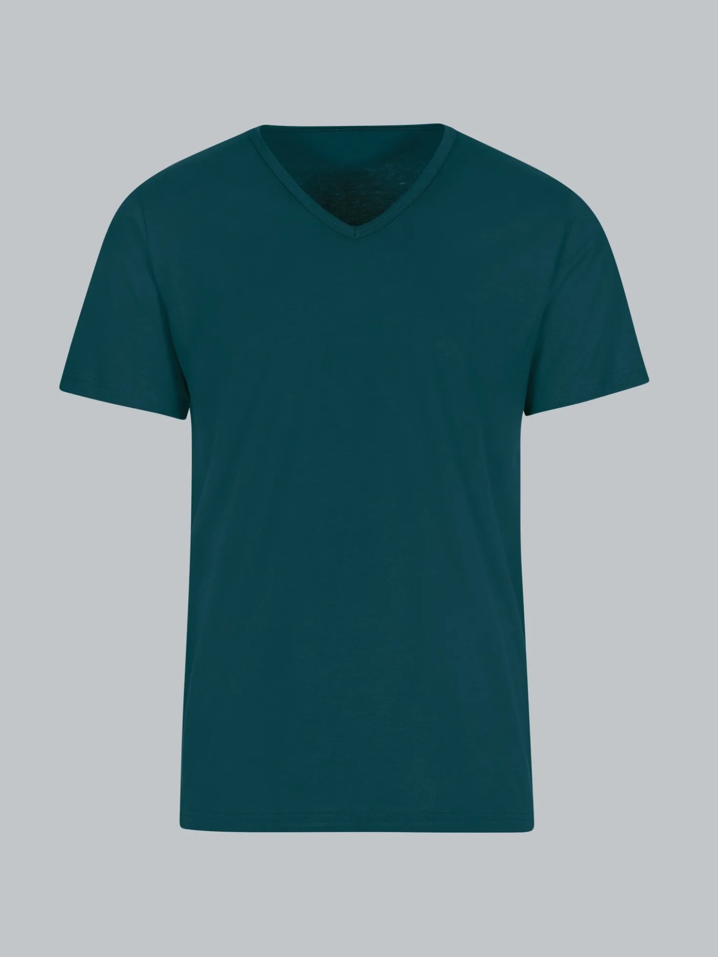 T-Shirt aus Biobaumwolle mit V-Ausschnitt Saphir