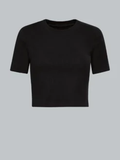 T-Shirt aus elastischem Doppelripp Schwarz