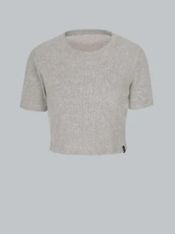 T-Shirt aus elastischem Doppelripp Grau-melange