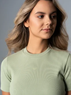 T-Shirt aus elastischem Doppelripp Green tea
