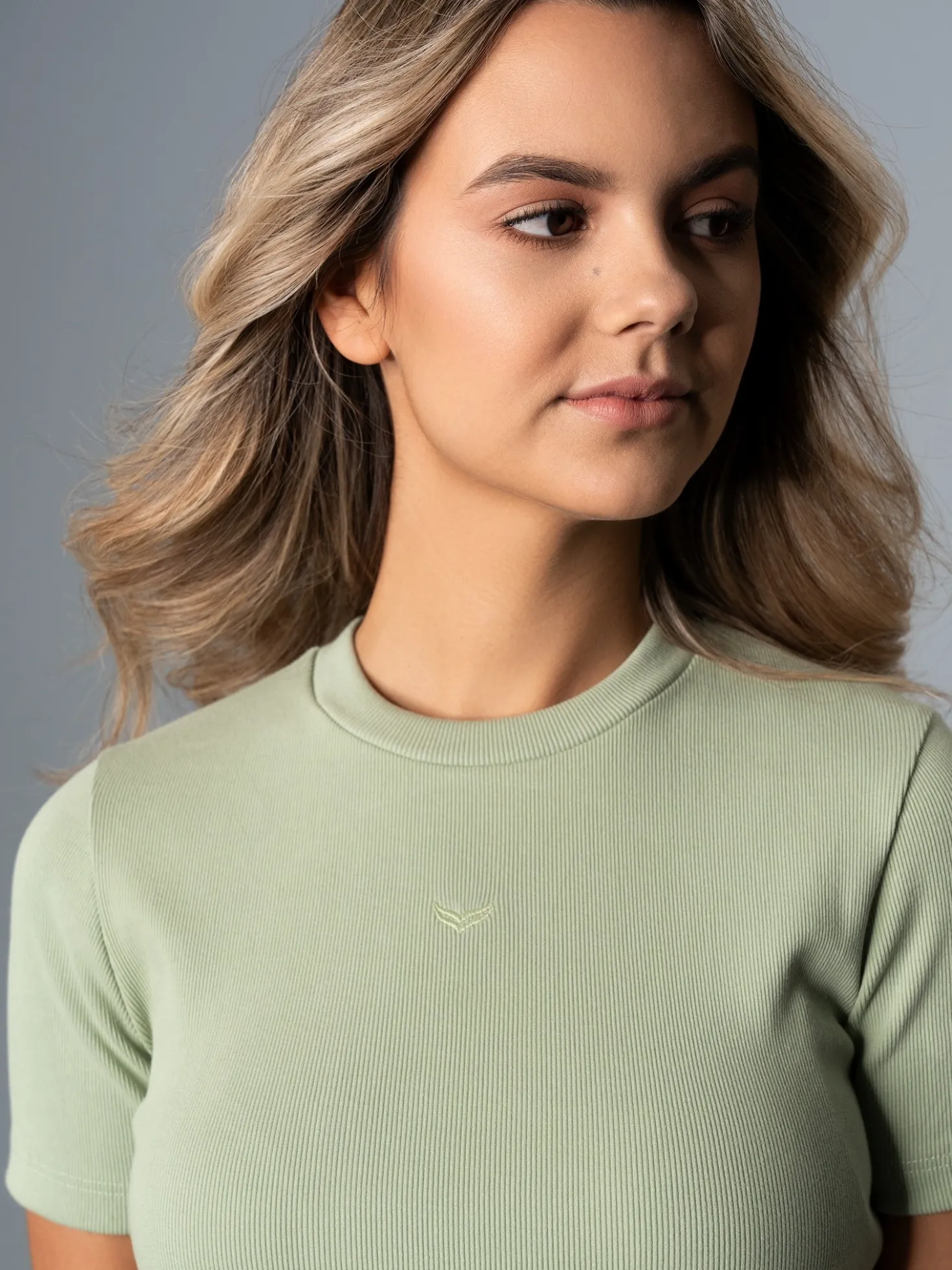 T-Shirt aus elastischem Doppelripp Green tea
