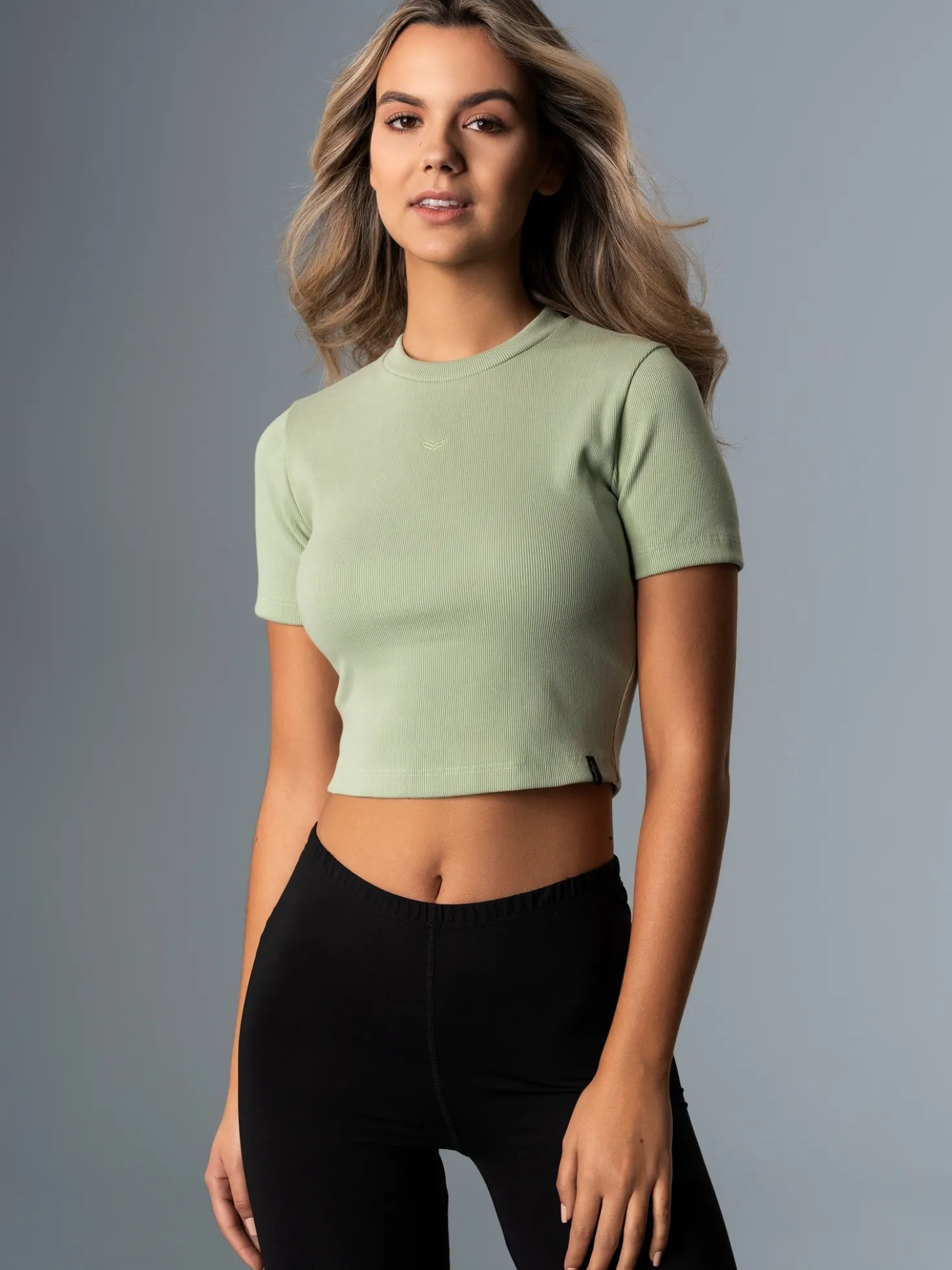T-Shirt aus elastischem Doppelripp Green tea
