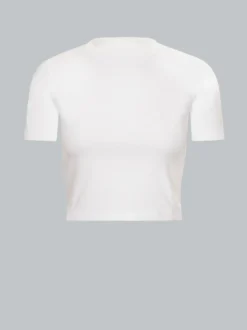 T-Shirt aus elastischem Doppelripp Weiss