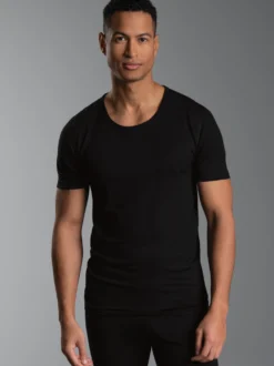 T-Shirt aus Merinowolle Schwarz