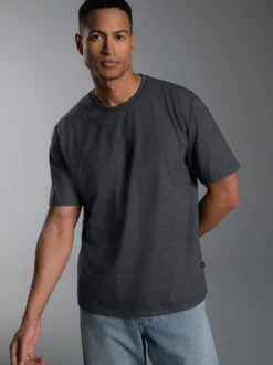 T-Shirt DELUXE Baumwolle Anthrazit-melange
