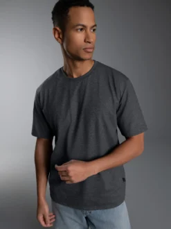 T-Shirt DELUXE Baumwolle Anthrazit-melange