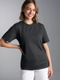 T-Shirt DELUXE Baumwolle Anthrazit-melange