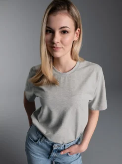 T-Shirt DELUXE Baumwolle Grau-melange