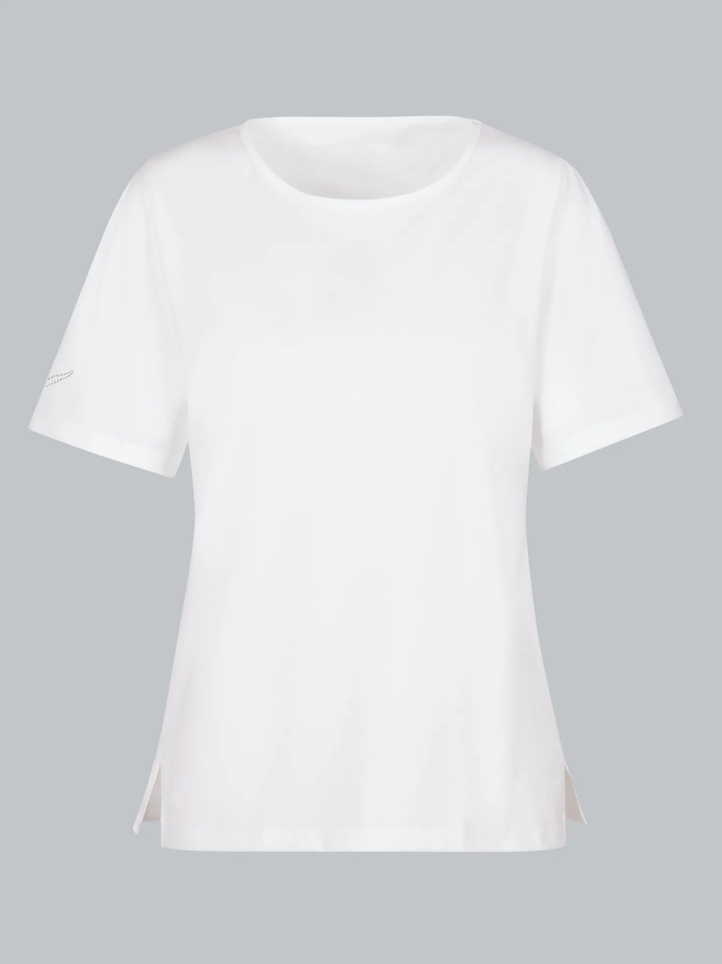 T-Shirt DELUXE Baumwolle mit Kristallsteinen Weiss