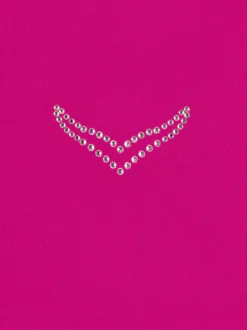 T-Shirt DELUXE Baumwolle mit Kristallsteinen Magenta