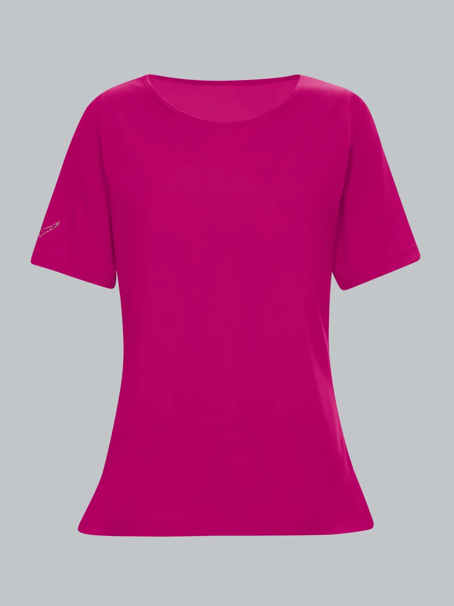 T-Shirt DELUXE Baumwolle mit Kristallsteinen Magenta