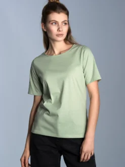 T-Shirt DELUXE Baumwolle mit Kristallsteinen Green tea