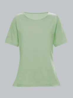 T-Shirt DELUXE Baumwolle mit Kristallsteinen Green tea