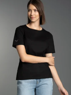 T-Shirt DELUXE Baumwolle mit Swarovski® Kristallen Schwarz