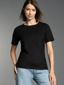 T-Shirt DELUXE Baumwolle mit Swarovski® Kristallen Schwarz