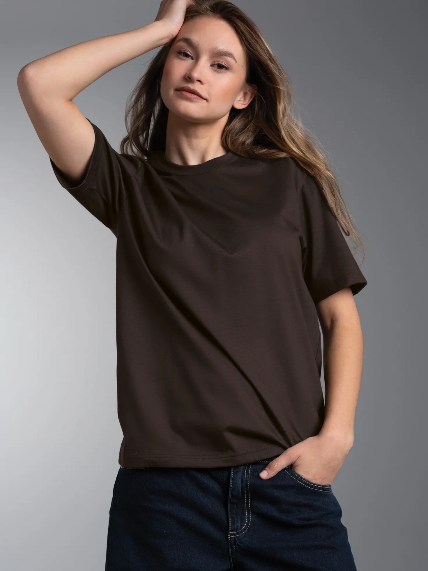 T-Shirt DELUXE Baumwolle Mocca