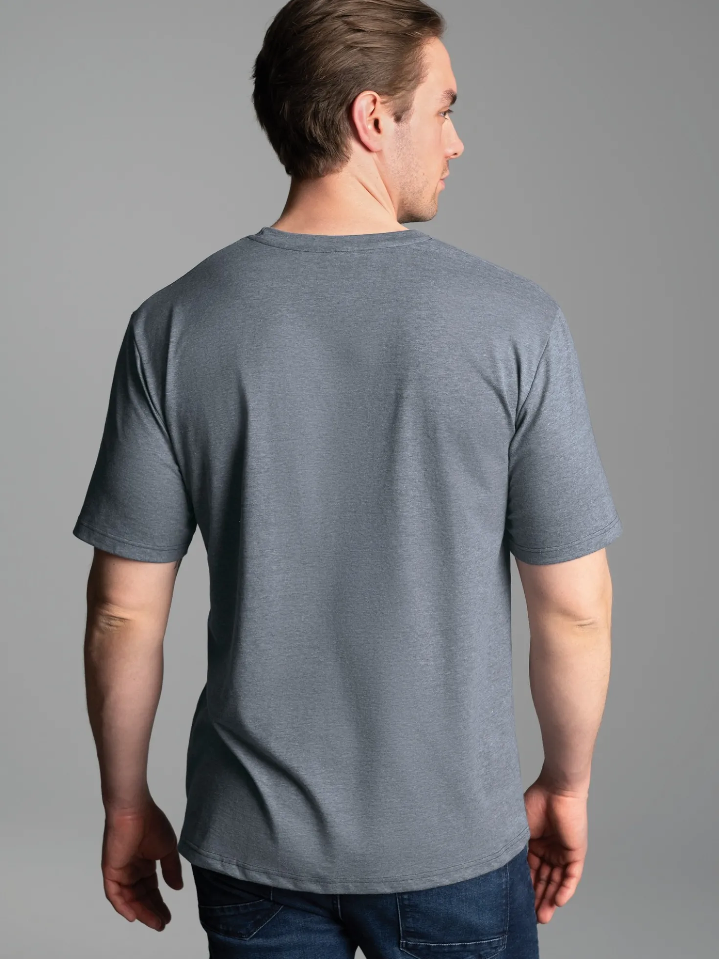 T-Shirt DELUXE Baumwolle Steingrau-melange