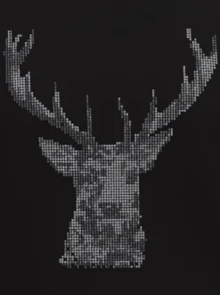 T-Shirt Glitzer-Hirsch Schwarz