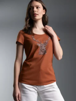 T-Shirt Glitzer-Hirsch Zimt