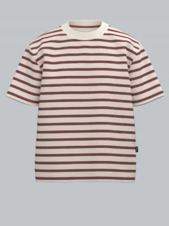 T-Shirt in Ringeloptik Mahagoni