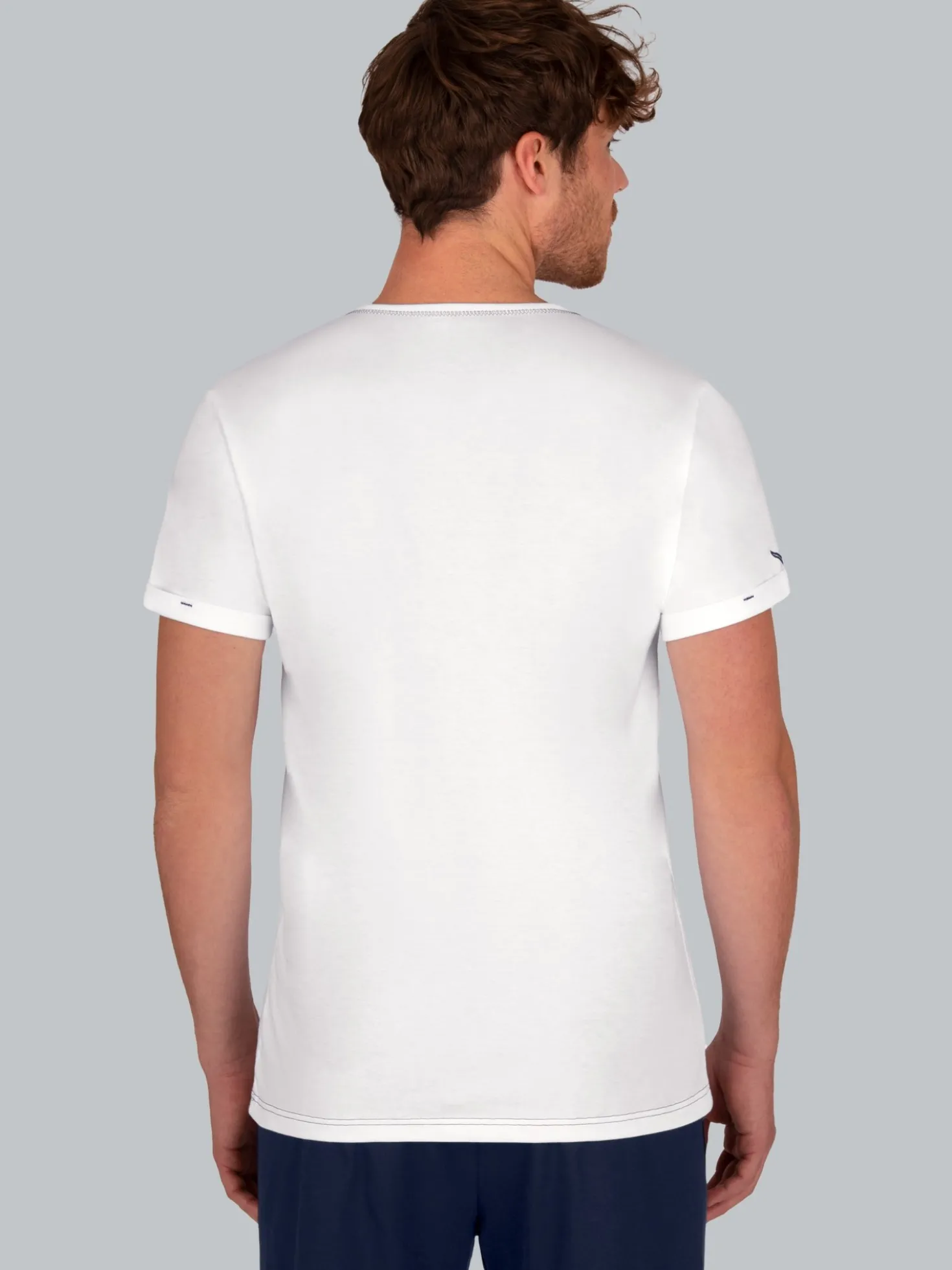 T-Shirt Knopfleiste aus Biobaumwolle Weiss-C2C
