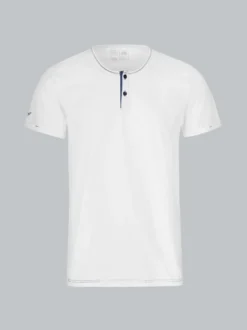 T-Shirt Knopfleiste aus Biobaumwolle Weiss-C2C