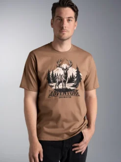 T-Shirt mit abenteuerlichen Hirsch Motiv Haselnuss