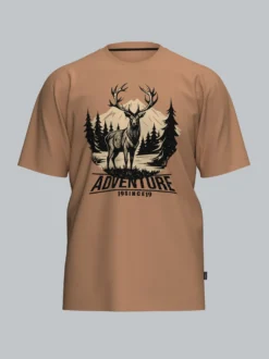 T-Shirt mit abenteuerlichen Hirsch Motiv Haselnuss