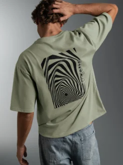 T-Shirt mit abstraktem Print Salbei